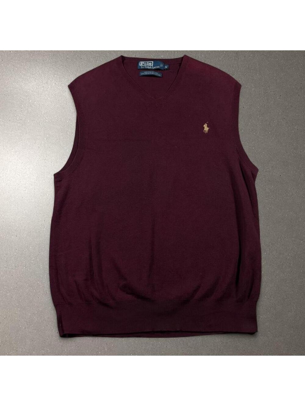 Vintage Polo Ralph Lauren Burgundy Pima Cotton Vest - Men's Medium!